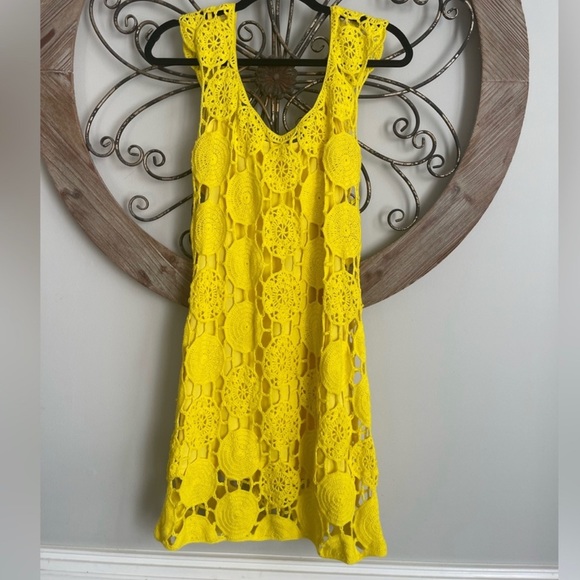 Gianni Bini Bright Yellow Crocheted YoYo Sundress - Picture 2 of 5
